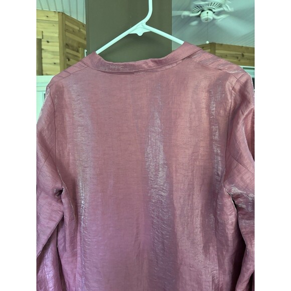 Eileen Fisher Jacket Women M Pink Silk Luxe Streetwear Shiny Chic Sustainable - Picture 8 of 8